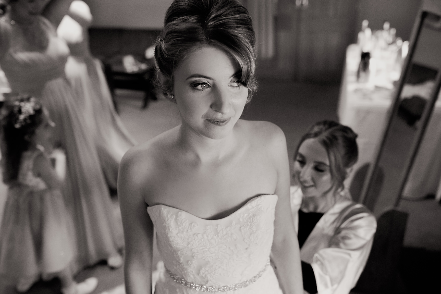black and white bride portrait