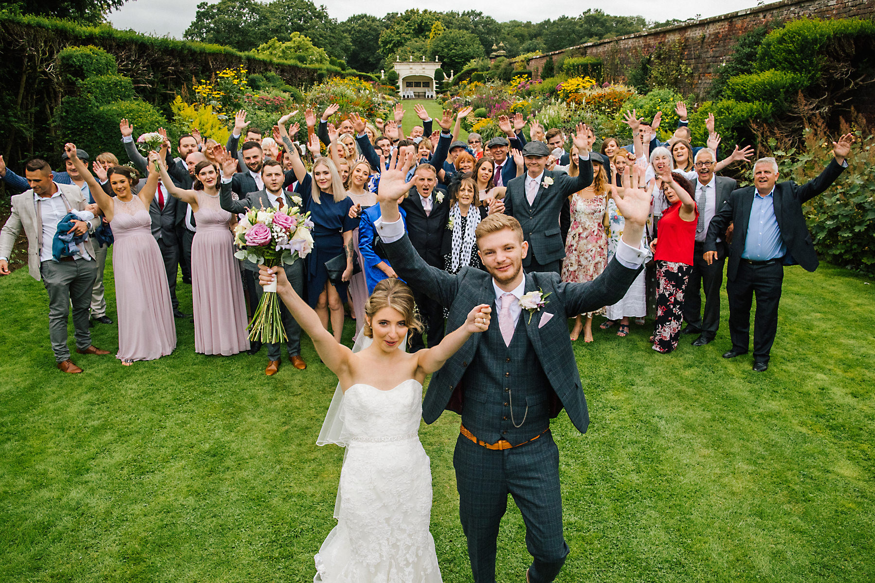 arley hall herbaceous border wedding photo
