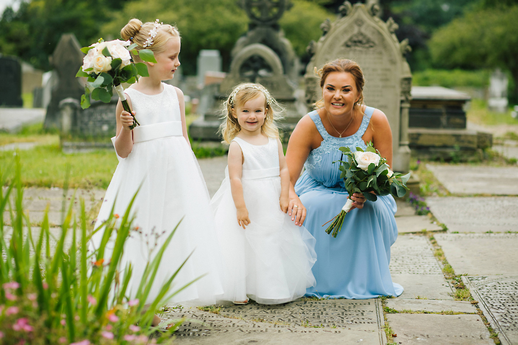 flowers girls outside church
