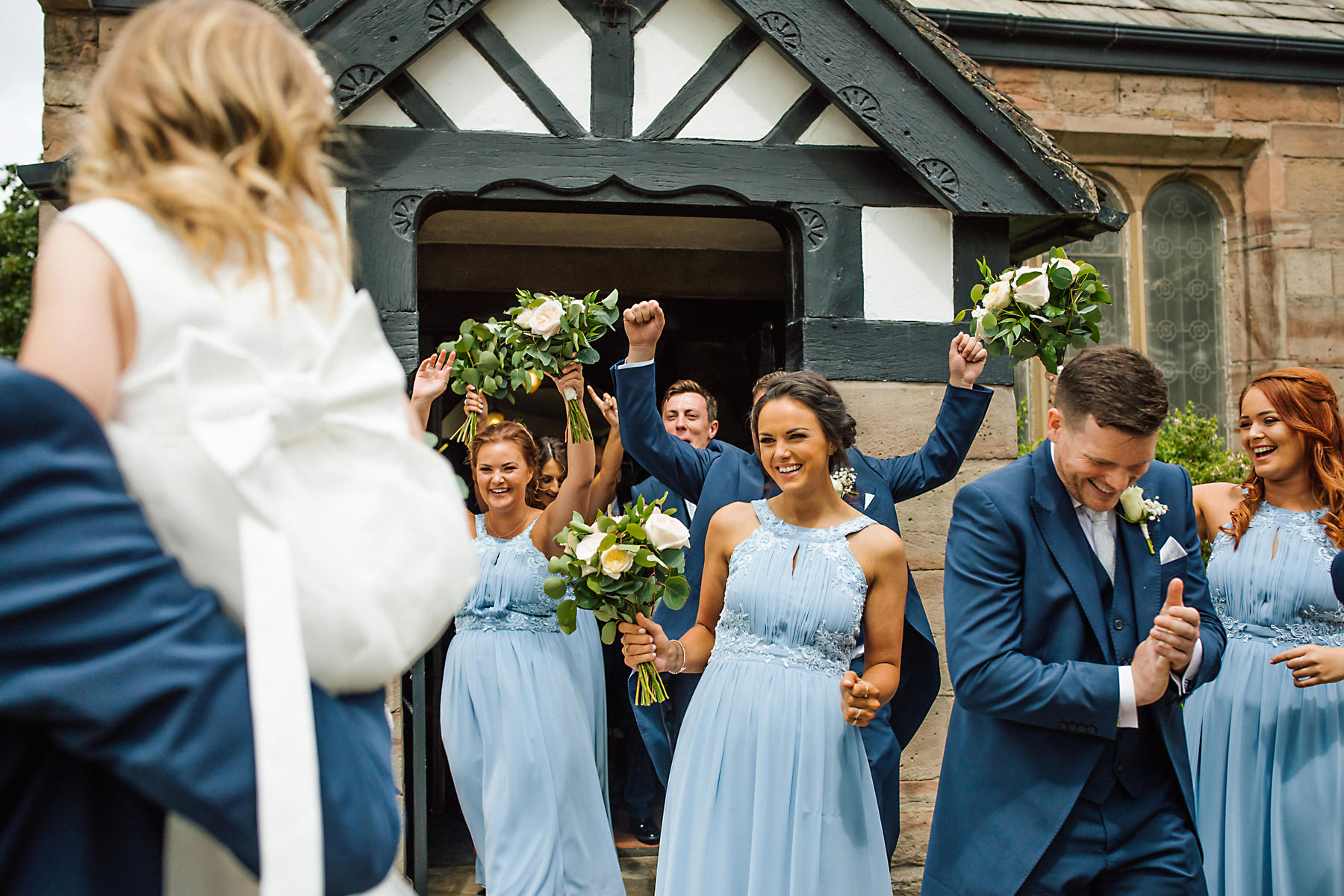 guests walking out of church 