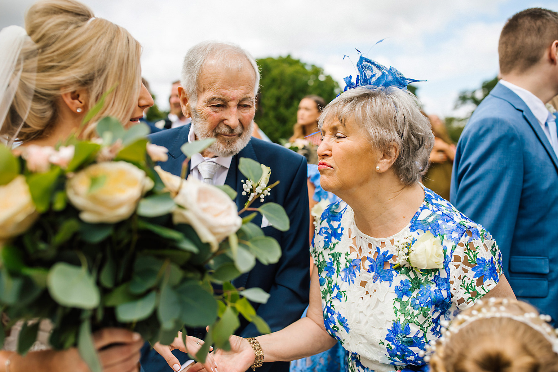 brides grandparents hugging