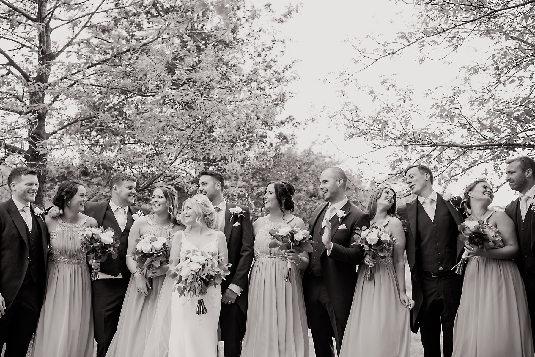 bridal party photo at holford estate