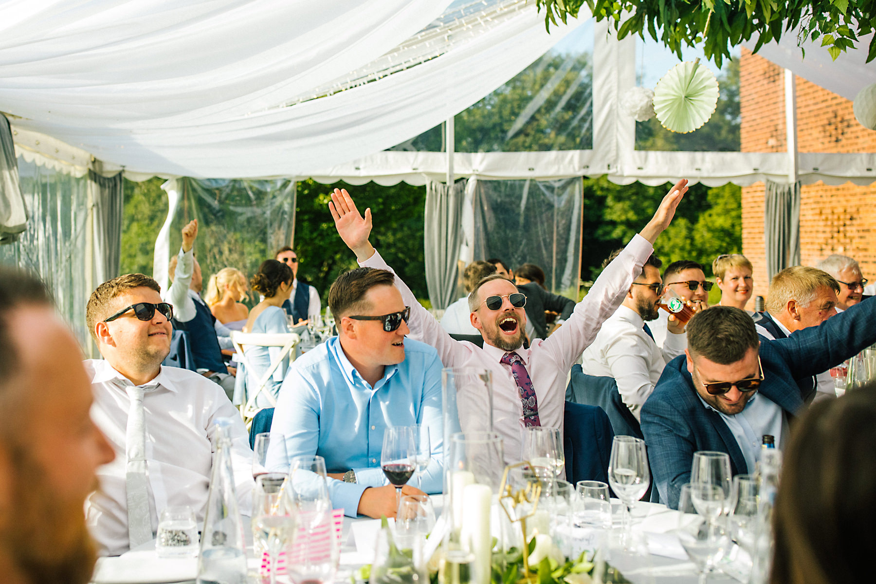 guest cheering during speech