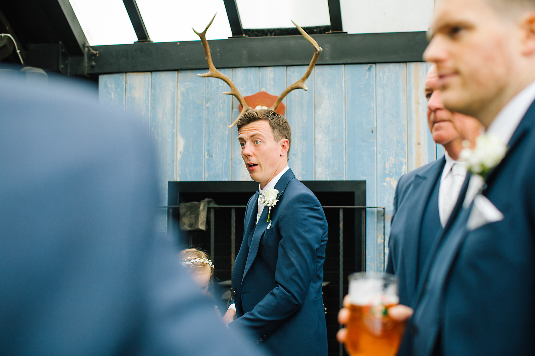 navy blue groom suit