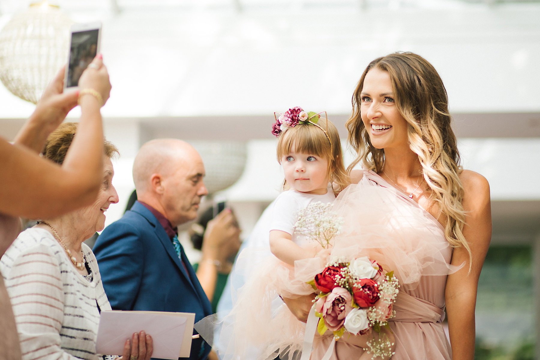 flowergirl walking down the aisle