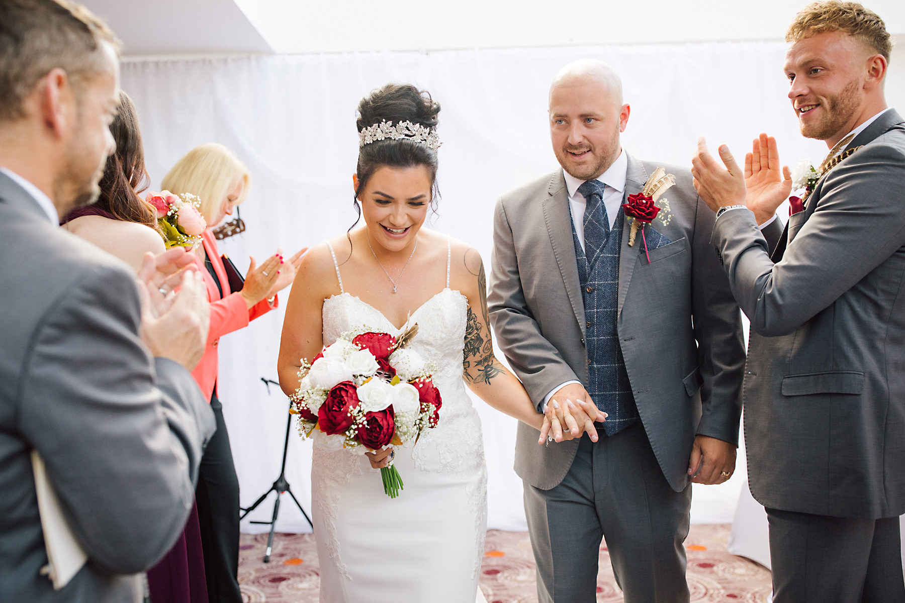 bride and groom at chimney house hotel