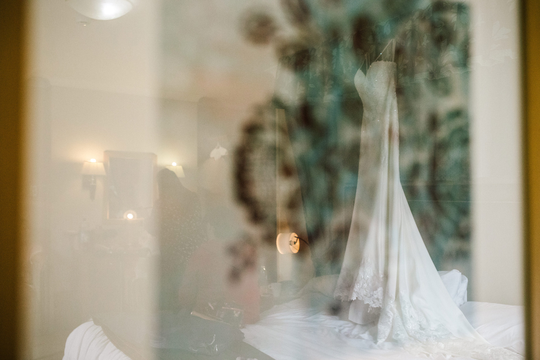 wedding dress reflection photo