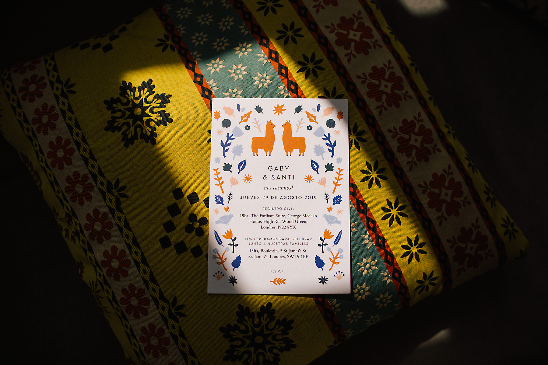 colourful wedding invite