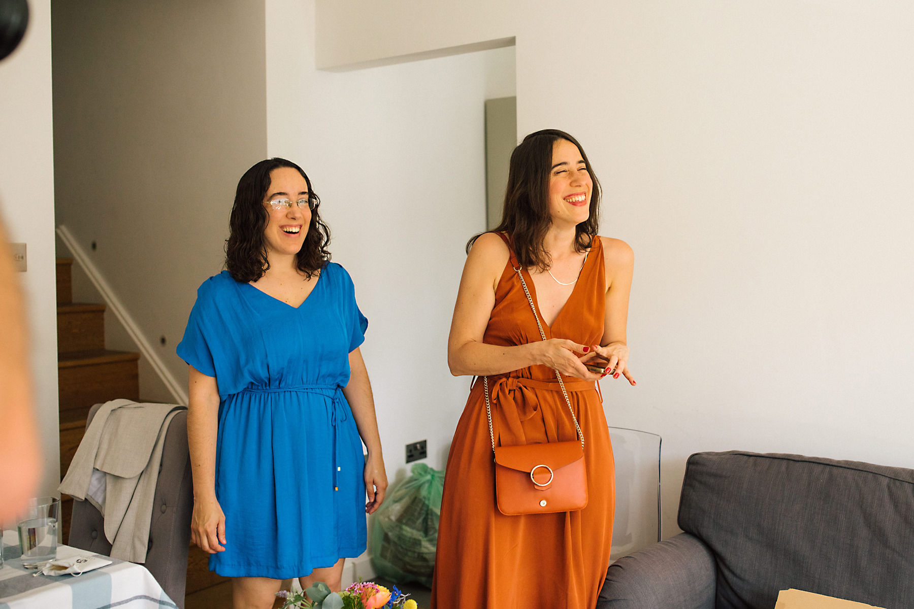 bridesmaid laughing
